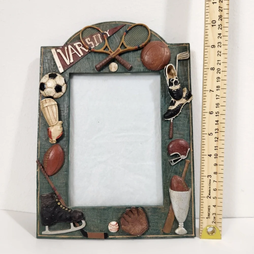 VTG Varsity Sports Photo Picture Frame 3D Resin Football Baseball Soccer Hockey